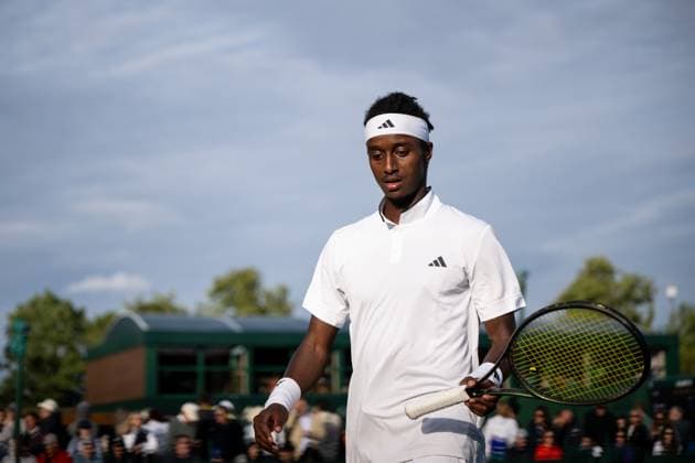 230703 Mikael Ymer of Sweden competes in a first round singles tennis match during day 1 of Wimbledon on July 3, 2023 in London. Photo: Jesper Zerman BILDBYRAN COP 234 JZ0389 tennis wimbledon day 1 bbeng Copyright: JESPERxZERMAN BB230703JZ037