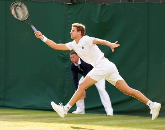 Tennis - 2023 Wimbledon Championships - Week One - Day One - All England Lawn Tennis & Croquet Club, Wimbledon - Monday 3rd July 2023 Yannick Hanfmann (GER) v Taylor Fritz (USA) Yannick Hanfmann (GERMANY) 
