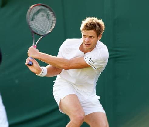Tennis - 2023 Wimbledon Championships - Week One - Day One - All England Lawn Tennis & Croquet Club, Wimbledon - Monday 3rd July 2023 Yannick Hanfmann (GER) v Taylor Fritz (USA) Yannick Hanfmann (GERMANY) 