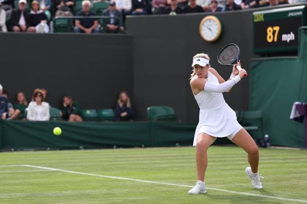 3rd July 2023; All England Lawn Tennis and Croquet Club, London, England: Wimbledon Tennis Tournament; Caty McNally during her match with Jodie Burrage  ActionPlus12526885 ShaunxBrooks