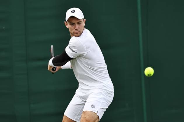 Dominik Köpfer, GER, during first round of 2023 All England Lawn Tennis Championships at Wimbledon, gentlemens singles, London, 03 07 2023; -