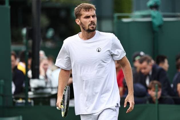 Oscar Otte, GER, during first round of 2023 All England Lawn Tennis Championships at Wimbledon, gentlemens singles, London, 03 07 2023; -