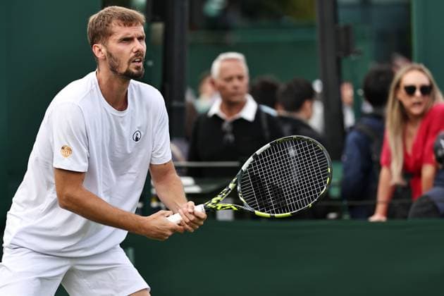 Oscar Otte, GER, during first round of 2023 All England Lawn Tennis Championships at Wimbledon, gentlemens singles, London, 03 07 2023; -