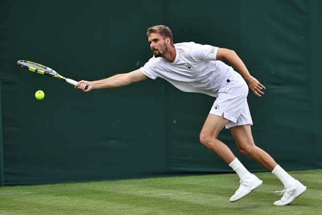 Oscar Otte, GER, during first round of 2023 All England Lawn Tennis Championships at Wimbledon, gentlemens singles, London, 03 07 2023; -
