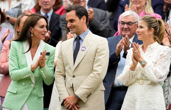 Mandatory Credit: Photo by Dave Shopland Shutterstock (13995876z) Catherine Princess of Wales, Roger Federer and Mirka Federer in the Royal Box Wimbledon Tennis Championships, Day 2, The All England Lawn Tennis and Croquet Club, London, UK - 04 Jul 2023 Wimbledon Tennis Championships, Day 2, The All England Lawn Tennis and Croquet Club, London, UK - 04 Jul 2023  Copyright: xDavexShopland Shutterstockx 13995876z