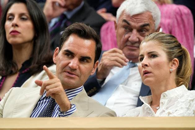 Mandatory Credit: Photo by Dave Shopland Shutterstock (13995876ca) Roger Federer and Mirka Federer watching the action from the Royal Box Wimbledon Tennis Championships, Day 2, The All England Lawn Tennis and Croquet Club, London, UK - 04 Jul 2023 Wimbledon Tennis Championships, Day 2, The All England Lawn Tennis and Croquet Club, London, UK - 04 Jul 2023  Copyright: xDavexShopland Shutterstockx 13995876ca