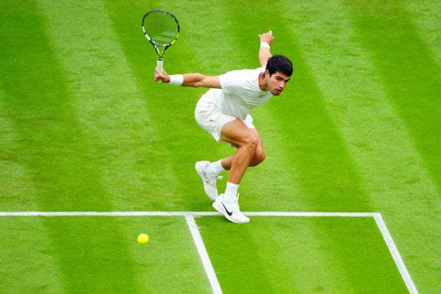 Mandatory Credit: Photo by Javier Garcia Shutterstock (13995877eq) Carlos Alcaraz during his first round match Wimbledon Tennis Championships, Day 2, The All England Lawn Tennis and Croquet Club, London, UK - 04 Jul 2023 Wimbledon Tennis Championships, Day 2, The All England Lawn Tennis and Croquet Club, London, UK - 04 Jul 2023  Copyright: xJavierxGarcia Shutterstockx 13995877eq