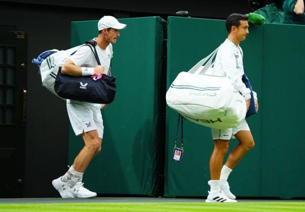 Mandatory Credit: Photo by Javier Garcia Shutterstock (13995877fx) Andy Murray and Ryan Peniston on Centre Court Wimbledon Tennis Championships, Day 2, The All England Lawn Tennis and Croquet Club, London, UK - 04 Jul 2023 Wimbledon Tennis Championships, Day 2, The All England Lawn Tennis and Croquet Club, London, UK - 04 Jul 2023  Copyright: xJavierxGarcia Shutterstockx 13995877fx