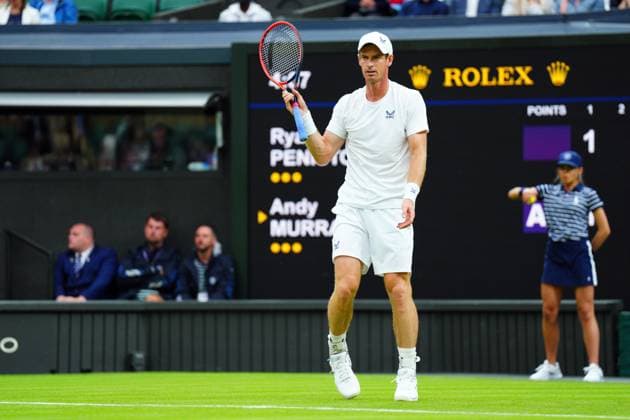 Mandatory Credit: Photo by Javier Garcia Shutterstock (13995877gm) Andy Murray reacts during his first round match Wimbledon Tennis Championships, Day 2, The All England Lawn Tennis and Croquet Club, London, UK - 04 Jul 2023 Wimbledon Tennis Championships, Day 2, The All England Lawn Tennis and Croquet Club, London, UK - 04 Jul 2023  Copyright: xJavierxGarcia Shutterstockx 13995877gm