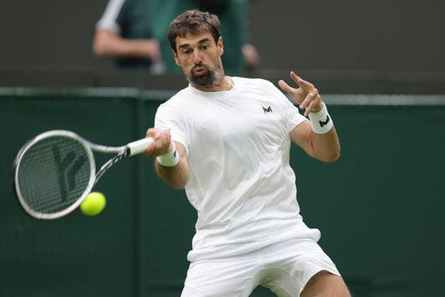 Jeremy Chardy, FRA, during first round of 2023 All England Lawn Tennis Championships at Wimbledon, gentlemens singles, London, 04 07 2023; -
