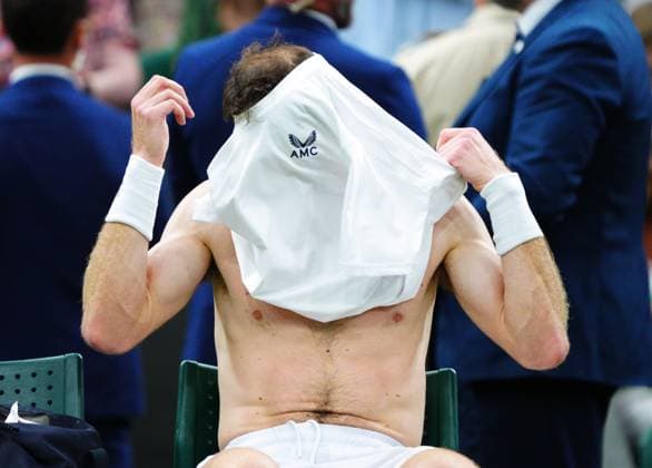 Mandatory Credit: Photo by Javier Garcia Shutterstock (13995877ji) Andy Murray changing his shirt during his first round match Wimbledon Tennis Championships, Day 2, The All England Lawn Tennis and Croquet Club, London, UK - 04 Jul 2023 Wimbledon Tennis Championships, Day 2, The All England Lawn Tennis and Croquet Club, London, UK - 04 Jul 2023  Copyright: xJavierxGarcia Shutterstockx 13995877ji