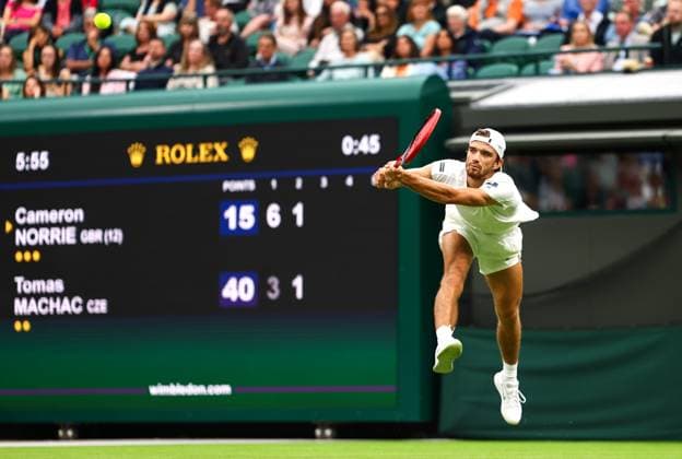 Sport Bilder des Tages Mandatory Credit: Photo by Simon Dael Shutterstock (13995905ey) Tomas Machac Wimbledon Tennis Championships, Day 2, The All England Lawn Tennis and Croquet Club, London, UK - 04 Jul 2023 Wimbledon Tennis Championships, Day 2, The All England Lawn Tennis and Croquet Club, London, UK - 04 Jul 2023  Copyright: xSimonxDael Shutterstockx 13995905ey