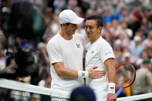 Mandatory Credit: Photo by Dave Shopland Shutterstock (13995876gd) Andy Murray celebrates victory in his first round match against Ryan Peniston Wimbledon Tennis Championships, Day 2, The All England Lawn Tennis and Croquet Club, London, UK - 04 Jul 2023 Wimbledon Tennis Championships, Day 2, The All England Lawn Tennis and Croquet Club, London, UK - 04 Jul 2023  Copyright: xDavexShopland Shutterstockx 13995876gd