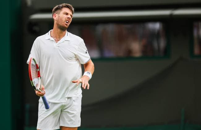 Mandatory Credit: Photo by Ella Ling Shutterstock (13995851db) Cameron Norrie looks dejected Wimbledon Tennis Championships, Day 2, The All England Lawn Tennis and Croquet Club, London, UK - 04 Jul 2023 Wimbledon Tennis Championships, Day 2, The All England Lawn Tennis and Croquet Club, London, UK - 04 Jul 2023  Copyright: xEllaxLing Shutterstockx 13995851db
