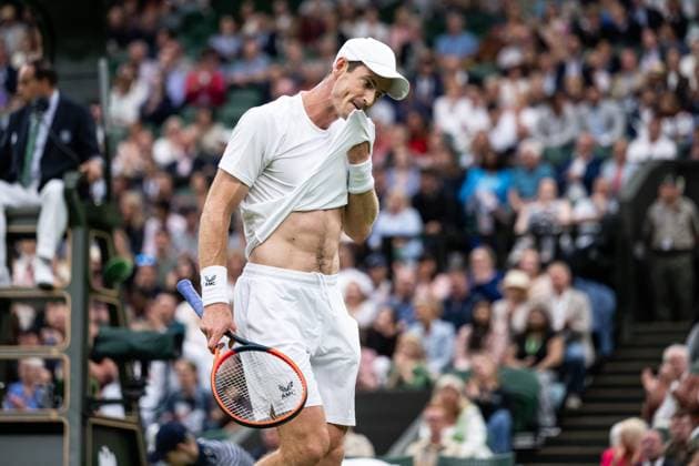230704 Andy Murray of Great Britain competes in a first round singles tennis match against Ryan Peniston of Great Britain during day 2 of Wimbledon on July 4, 2023 in London. Photo: Jesper Zerman BILDBYRAN COP 234 JZ0390 tennis wimbledon day 2 bbeng depp Copyright: JESPERxZERMAN BB230704JZ053