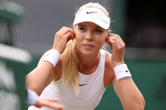 4th July 2023; All England Lawn Tennis and Croquet Club, London, England: Wimbledon Tennis Tournament; Katie Boulter prepares for her match with Daria Saville ladies singles  ActionPlus12527106 ShaunxBrooks