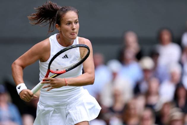 5th July 2023; All England Lawn Tennis and Croquet Club, London, England: Wimbledon Tennis Tournament; Daria Kasatkina chases to the net during her match with Jodie Burrage , ladies singles  ActionPlus12527275 ShaunxBrooks