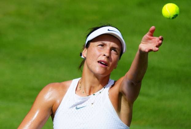 Mandatory Credit: Photo by Javier Garcia Shutterstock (13995913cq) Tatjana Maria in first round action Wimbledon Tennis Championships, Day 3, The All England Lawn Tennis and Croquet Club, London, UK - 05 Jul 2023 Wimbledon Tennis Championships, Day 3, The All England Lawn Tennis and Croquet Club, London, UK - 05 Jul 2023  Copyright: xJavierxGarcia Shutterstockx 13995913cq
