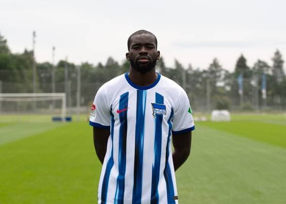 Wilfried Kanga (Hertha BSC); Hertha BSC; 2. Bundesliga, Porträttermin 2023 2024, 05.07. 2023, Copyright: xSebastianxRäppold MatthiasxKochx