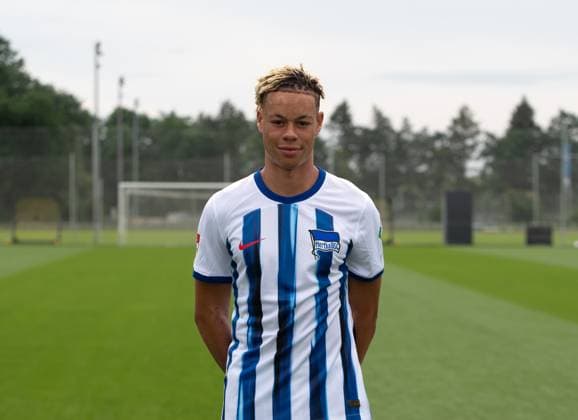 Derry Scherhant (Hertha BSC); Hertha BSC; 2. Bundesliga, Porträttermin 2023 2024, 05.07. 2023, Copyright: xSebastianxRäppold MatthiasxKochx