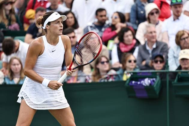 Tatjana Maria, GER, during rain delayed first round of 2023 All England Lawn Tennis Championships at Wimbledon, womens singles, London, 05 07 2023; -
