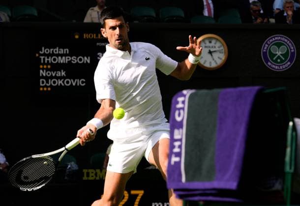 Mandatory Credit: Photo by Dave Shopland Shutterstock (13995910fz) Novak Djokovic during his second round match Wimbledon Tennis Championships, Day 3, The All England Lawn Tennis and Croquet Club, London, UK - 05 Jul 2023 Wimbledon Tennis Championships, Day 3, The All England Lawn Tennis and Croquet Club, London, UK - 05 Jul 2023  Copyright: xDavexShopland Shutterstockx 13995910fz