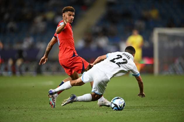 ISRAEL_ENGLAND_1 2 FINAL Morgan Gibbs-White (England U21, U 21 , Ilai Hagag (Israel U21),UEFA U21 EC SEMI-FINAL BATUMI Batumi Arena - Batumi, Georgia GEORGIA Copyright: xx KUL_4080