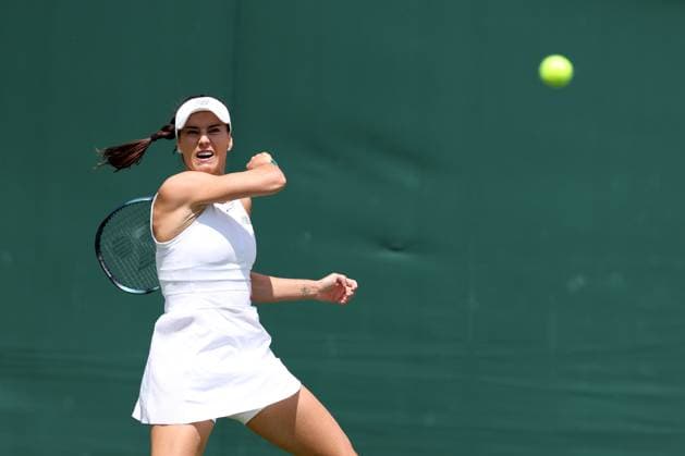 5th July 2023; All England Lawn Tennis and Croquet Club, London, England: Wimbledon Tennis Tournament; Sorana Cirstea plays a forehand shot to Tatjana Maria  ActionPlus12527345 ShaunxBrooks