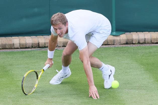 The Championships Wimbledon 2023- DAY 3- 05 07 2023 Great Britain, London, All England Lawn Tennis Club, The Championships Wimbledon 2023 - DAY 3- 5 07 2023 Belgian player Kimmer Koppejans (BEL) pictured during his first round against No.16 seed Alex De Minaur (AUS) in London , All England Lawn Tennis Club at The Championships Wimbledon 2023 LONDON GREAT BRITAIN  Copyright: xMélaniexJeusettex