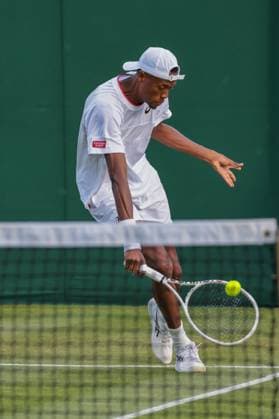 2023 Wimbledon Tournament LONDRES, LO - 05.07.2023: 2023 WIMBLEDON TOURNAMENT - Christopher Eubanks (USA) during the 2023 Wimbledon Tournament held in London, England. (Photo: Andre Chaco Fotoarena) x2397821x  AndrexChaco