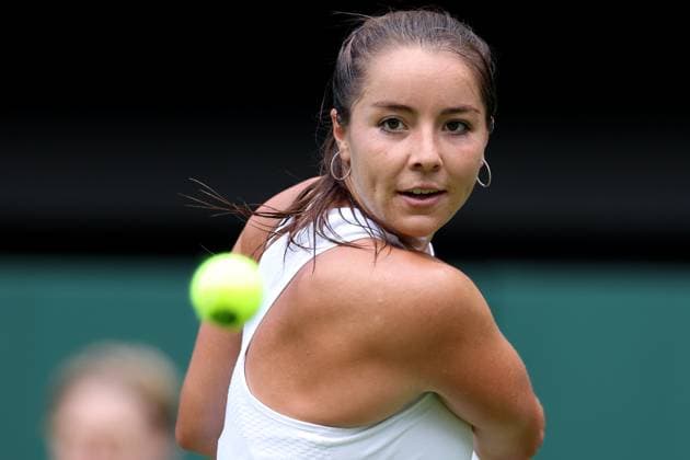 5th July 2023; All England Lawn Tennis and Croquet Club, London, England: Wimbledon Tennis Tournament; Jodie Burrage during her match with Daria Kasatkina  ActionPlus12527394 ShaunxBrooks