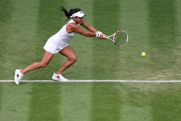 5th July 2023; All England Lawn Tennis and Croquet Club, London, England: Wimbledon Tennis Tournament; Heather Watson returns the serve from Barbora Krejcikova  ActionPlus12527455 ShaunxBrooks