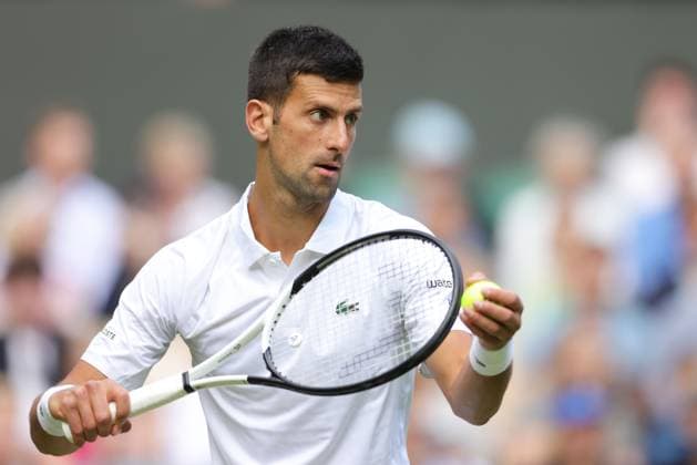 Novak Djokovic, SRB, during second round of 2023 All England Lawn Tennis Championships at Wimbledon, gentlemens singles, London, 05 07 2023; -