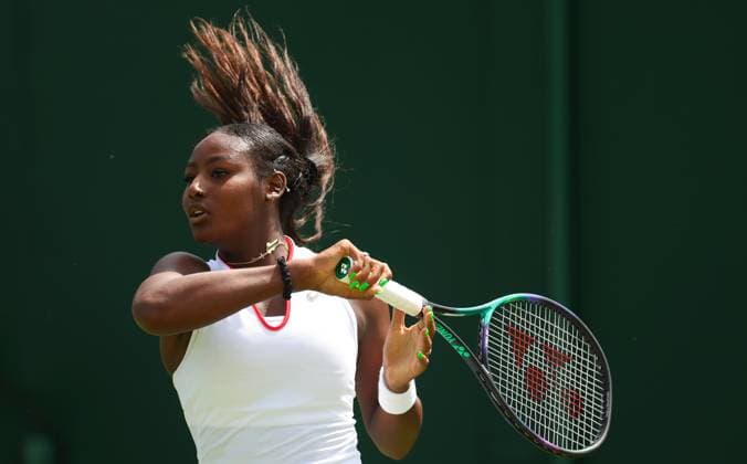 Mandatory Credit: Photo by Ella Ling Shutterstock (13995916p) Alycia Parks in action during her match vs Ana Bogdan Wimbledon Tennis Championships, Day 4, The All England Lawn Tennis and Croquet Club, London, UK - 06 Jul 2023 Wimbledon Tennis Championships, Day 4, The All England Lawn Tennis and Croquet Club, London, UK - 06 Jul 2023  Copyright: xEllaxLing Shutterstockx 13995916p