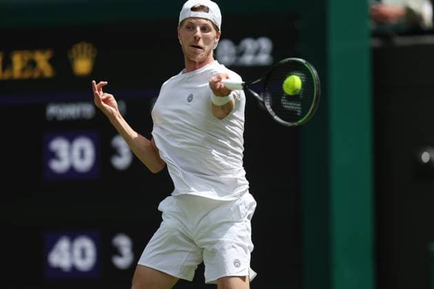 Wimbledon: Day Four 6 July 2023, Wimbledon - Wimbledon Tennis Championships - Day Four - Gijs Brouwer (NED) plays a forehand to Alexander Zverev (GER) during their Gentlemen s Singles 2nd Round match - Photo: Charlotte Wilson Offside . Wimbledon UK Copyright: xCharlottexWilsonx xOffsidexOffside