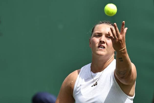 Jule Niemeier, GER, during rain delayed first round of 2023 All England Lawn Tennis Championships at Wimbledon, womens singles, London, 06 07 2023; -