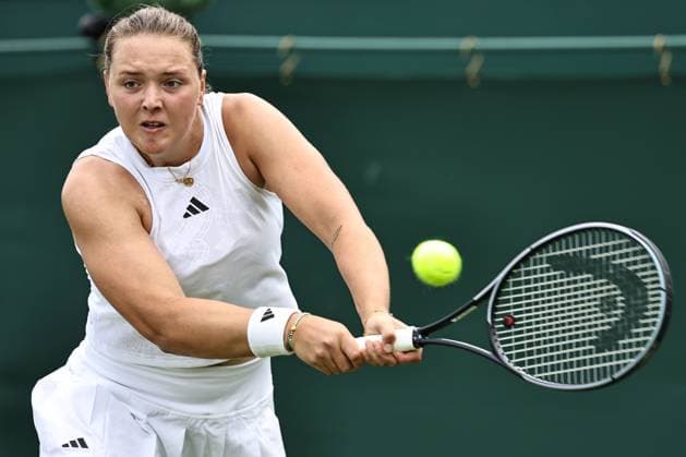 Jule Niemeier, GER, during rain delayed first round of 2023 All England Lawn Tennis Championships at Wimbledon, womens singles, London, 06 07 2023; -