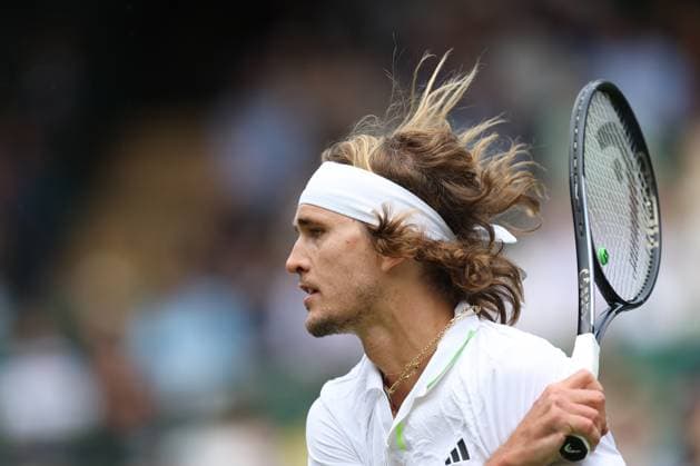 Wimbledon: Day Four 6 July 2023, Wimbledon - Wimbledon Tennis Championships - Day Four - Alexander Zverev (GER) plays a forehand during his Gentlemen s Singles 2nd Round match against Gijs Brouwer (NED) - Photo: Charlotte Wilson Offside . Wimbledon UK Copyright: xCharlottexWilsonx xOffsidexOffside