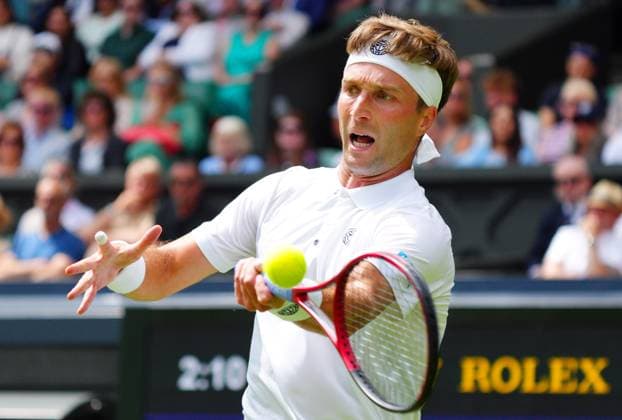 Mandatory Credit: Photo by Javier Garcia Shutterstock (13995919cj) Liam Broady during his second round match Wimbledon Tennis Championships, Day 4, The All England Lawn Tennis and Croquet Club, London, UK - 06 Jul 2023 Wimbledon Tennis Championships, Day 4, The All England Lawn Tennis and Croquet Club, London, UK - 06 Jul 2023  Copyright: xJavierxGarcia Shutterstockx 13995919cj