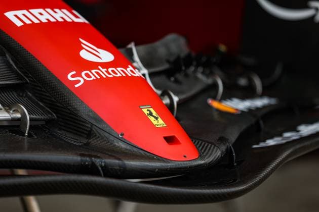 Scuderia Ferrari F1-75, mechanical detail, front wing, aileron, during the 2023 Formula 1 Aramco British Grand Prix, 10th round of the 2023 Formula One World Championship, WM, Weltmeisterschaft from July 7 to 9, 2023 on the Silverstone Circuit, in Silverstone, United Kingdom Copyright: xAntoninxVincent DPPI IPAxSportx x xIPAxSportx 0 IPA_IPA39077810