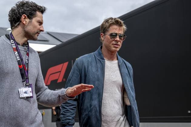 Sport Bilder des Tages Silverstone - 06-07-2023, Silverstone Circuit, Brad Pitt at the Formula 1 Great Britain Grand Prix 2023 Thursday Formula 1 Great Britain Grand Prix 2023 Thursday  x21557918x Copyright: