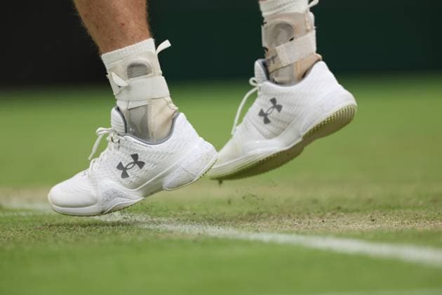 6th July 2023; All England Lawn Tennis and Croquet Club, London, England: Wimbledon Tennis Tournament; Men s singles match, Andy Murray versus Stefanos Tsitsipas; Murrays footwear  ActionPlus12527796 ShaunxBrooks