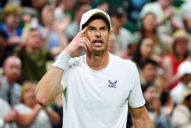 Mandatory Credit: Photo by Javier Garcia Shutterstock (13995919lk) Andy Murray reacts during his second round match Wimbledon Tennis Championships, Day 4, The All England Lawn Tennis and Croquet Club, London, UK - 06 Jul 2023 Wimbledon Tennis Championships, Day 4, The All England Lawn Tennis and Croquet Club, London, UK - 06 Jul 2023  Copyright: xJavierxGarcia Shutterstockx 13995919lk
