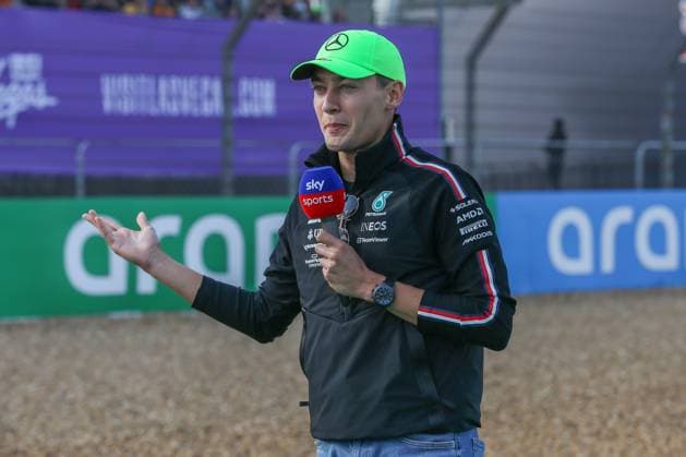 FORMULA 1 ARAMCO BRITISH GRAND PRIX 2023, 06 07 2023 George Russell 63 (GBR), Mercedes on media day sky sports interview during the FORMULA 1 ARAMCO BRITISH GRAND PRIX 2023 at Silverstone Circuit, Silverstone, United Kingdom on 6 July 2023 Editorial Use Only Copyright: xPhilxDuncanx ESM-0742-0013