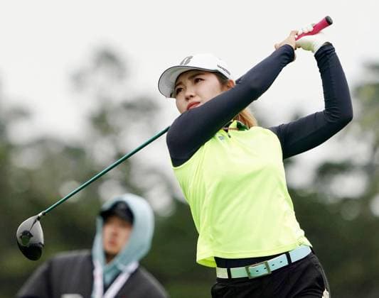 Golf: U.S. Women s Open Ayaka Furue of Japan tees off on the 14th hole during the first round of the U.S. Women s Open golf tournament at Pebble Beach Golf Links in Pebble Beach, California, on July 6, 2023.  A14AA0001655759P  