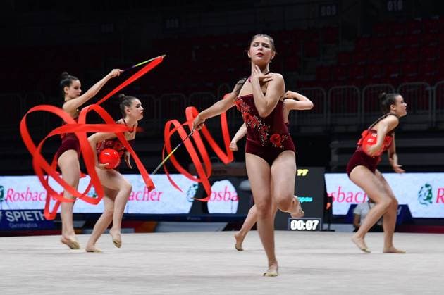 Bilder des Jahres 2023, Sport 07 Juli Sport Themen der Woche KW27 07.07.2023, xhbx, Turnen Rhythmische Sportgymnastik, Deutsche Meisterschaft 2023 emspor, v.l. Gruppe von TB 1889 Oppau (DFL DFB REGULATIONS PROHIBIT ANY USE OF PHOTOGRAPHS as IMAGE SEQUENCES and or QUASI-VIDEO) Düsseldorf *** 07 07 2023, xhbx, gymnastics rhythmic gymnastics, German championship 2023 emspor, v l group of TB 1889 Oppau DFL DFB REGULATIONS PROHIBIT ANY USE OF PHOTOGRAPHS as IMAGE SEQUENCES and or QUASI VIDEO Düsseldorf