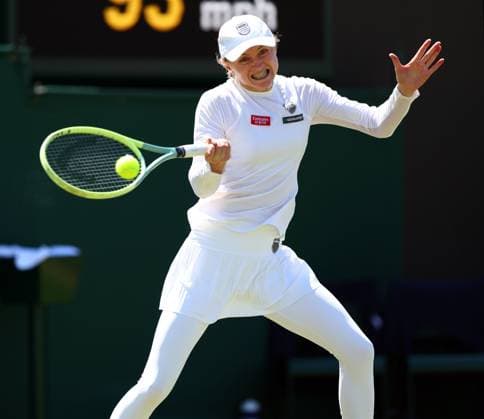 Mandatory Credit: Photo by Simon Dael Shutterstock (13995929ae) Aliaksandra Sasnovich during her second round match Wimbledon Tennis Championships, Day 5, The All England Lawn Tennis and Croquet Club, London, UK - 07 Jul 2023 Wimbledon Tennis Championships, Day 5, The All England Lawn Tennis and Croquet Club, London, UK - 07 Jul 2023  Copyright: xSimonxDael Shutterstockx 13995929ae