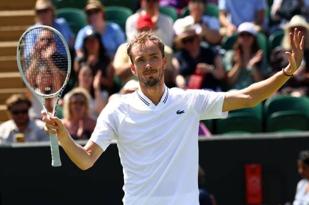 Mandatory Credit: Photo by Simon Dael Shutterstock (13995929bc) Daniil Medvedev celebrates victory in his second round match Wimbledon Tennis Championships, Day 5, The All England Lawn Tennis and Croquet Club, London, UK - 07 Jul 2023 Wimbledon Tennis Championships, Day 5, The All England Lawn Tennis and Croquet Club, London, UK - 07 Jul 2023  Copyright: xSimonxDael Shutterstockx 13995929bc
