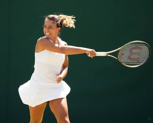 Tennis - 2023 Wimbledon Championships - Week One - Day Five - All England lawn Tennis & Racquet Club, Wimbledon - Friday 7th Ladies singles - Natalija Stevanovic (SRB) Nikola Cacic (SRB) v Tamara Korpatsch (GRE) Natalija Stevanovic (SRB) 