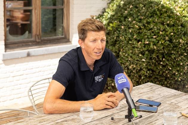 Sport Themen der Woche KW27 Sport Bilder des Tages Belgian Sep Vanmarcke of Israel-Premier Tech pictured during a press conference, PK, Pressekonferenz at Vanmarcke s home, in Anzegem, Friday 07 July 2023. 34-year-old Vanmarcke announced he is forced to end his professional cycling career due to heart problems. JAMESxARTHURxGEKIERE  x70251999x